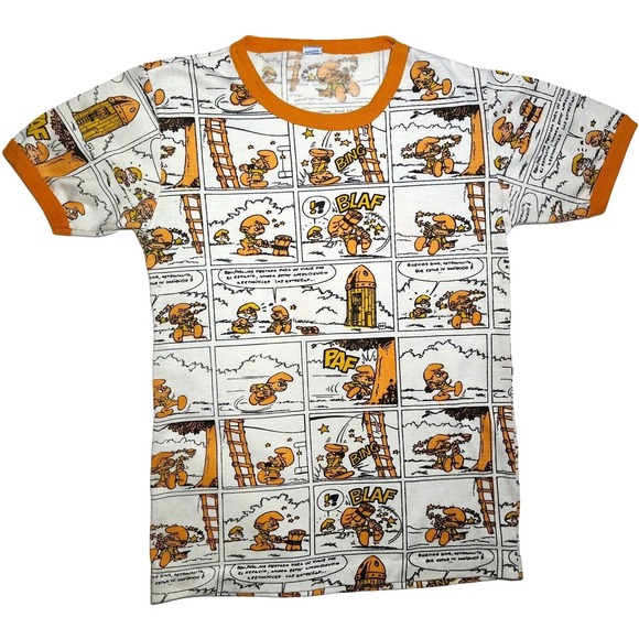Carter's Other - Vtg Carter's Orange Smurfs Comic Cartoon Pajama Shirt Top 12‎ Anos Years Spanish